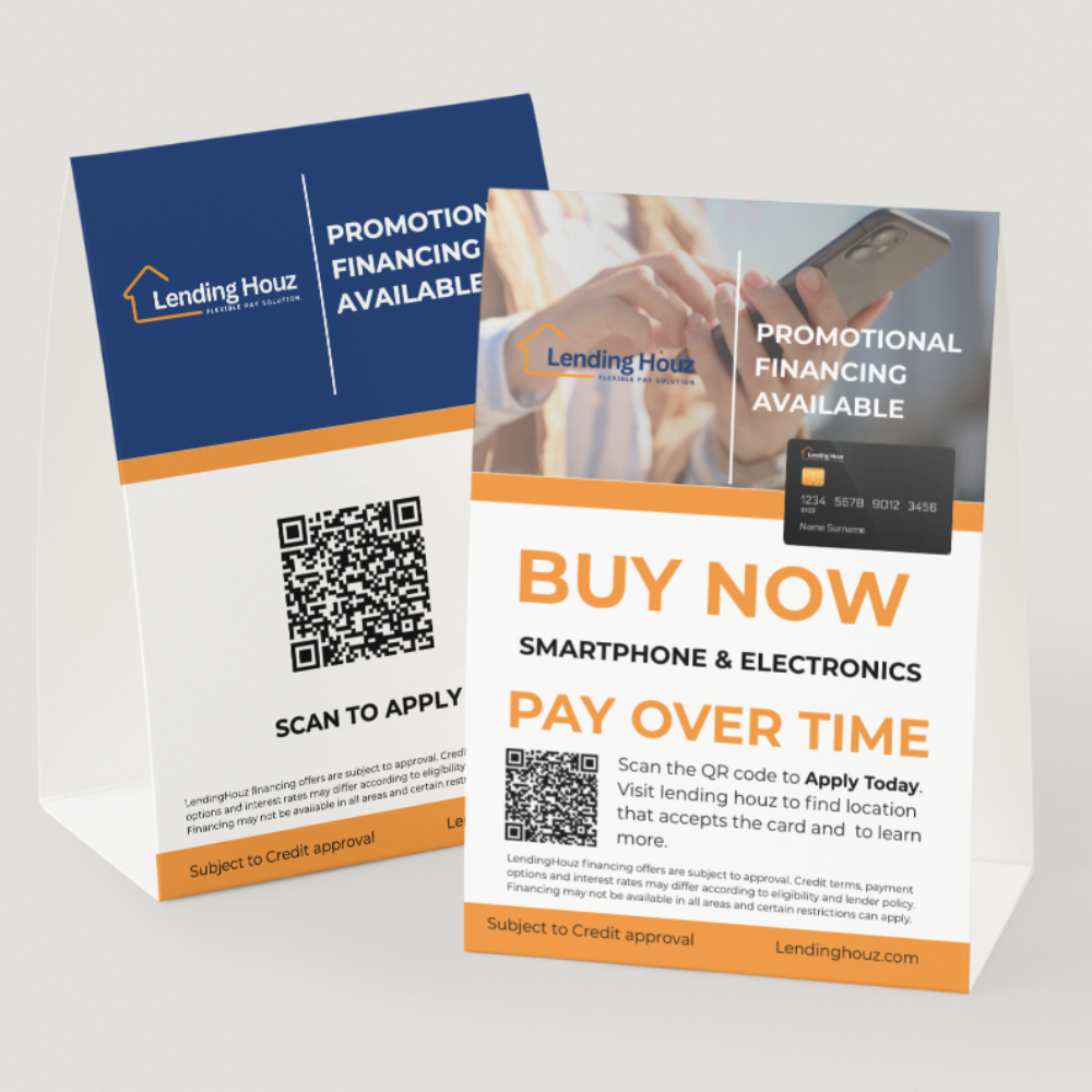 Customer financeing- table tent